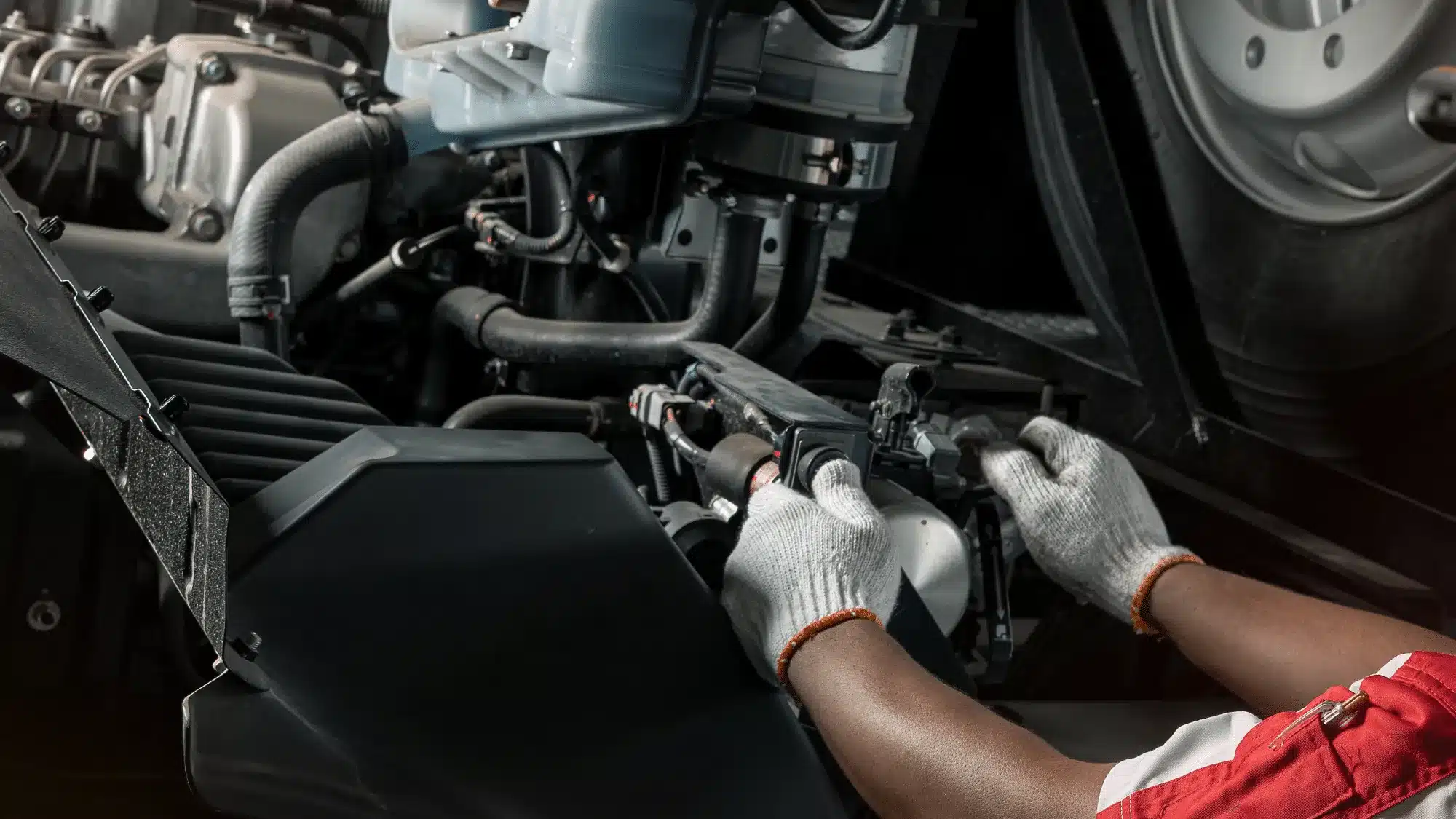 Automotive Technician Inspecting A Vehicle Fuel System To Diagnose Common Fuel Delivery Problems And Perform Professional Repair Services.