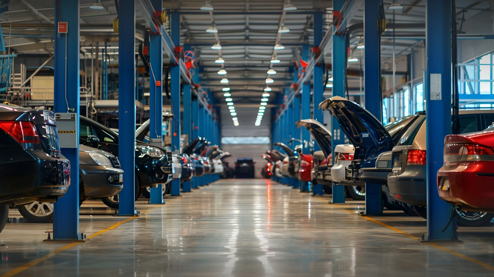 Auto repair shop in Jupiter, FL with multiple vehicles in service bays for professional diagnostics, maintenance, and repairs.