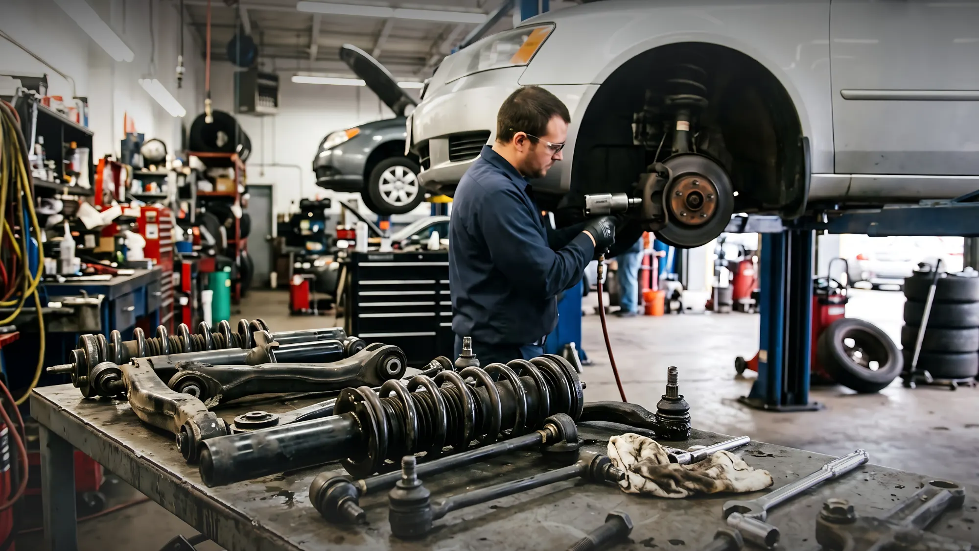 Auto repair technician working in a shop in Jupiter FL